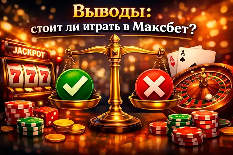 Весы с оценкой плюсов и минусов игры в онлайн казино Максбет