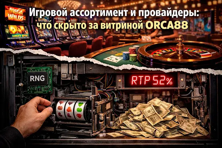 Скриншот подкрученных слотов Orca88 с низким RTP и RNG-скриптом